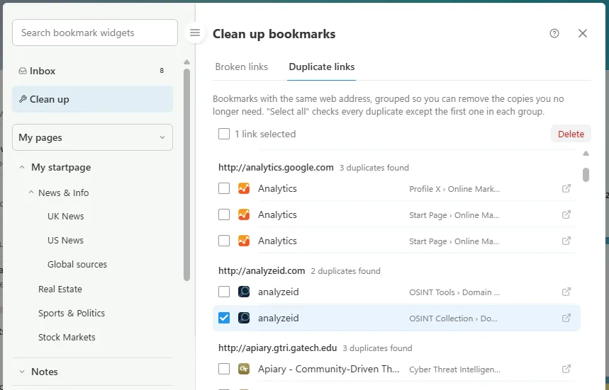Clean up your broken and duplicate links